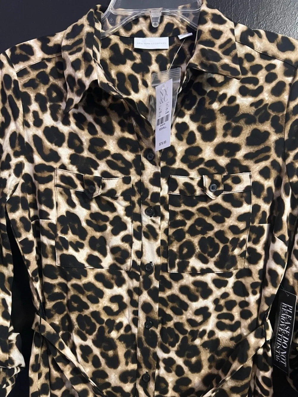 NY&Co Leopard Print Maxi Shirt Dress - Tan/Black - Picture 4 of 6